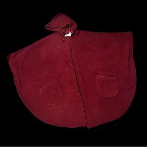 Fleece Cape Hooded Single Button Closure XL-3XL Wine Color